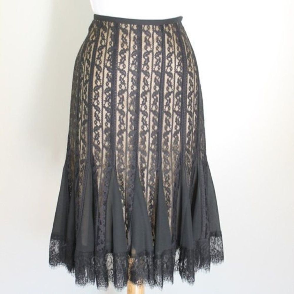 Ann Taylor Loft Lace Flare Ruffle Skirt‎